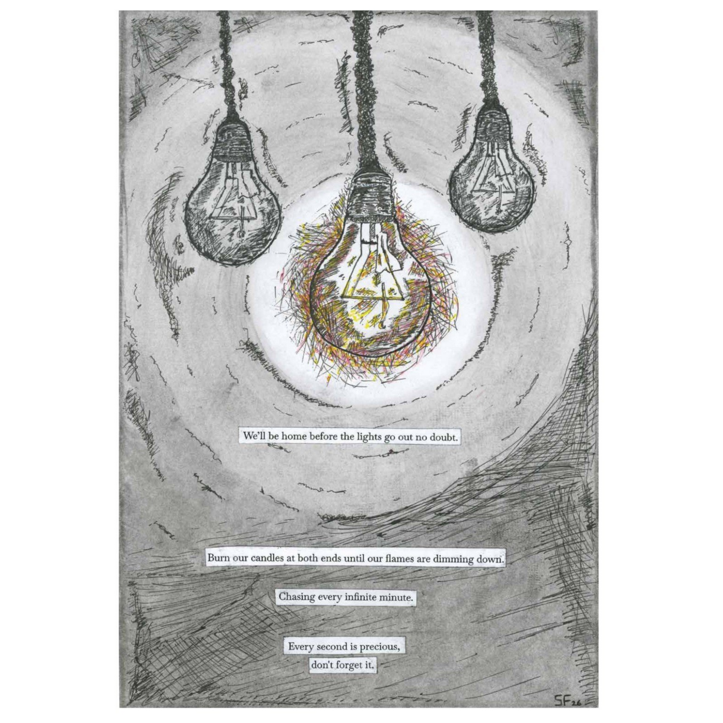 'BEFORE THE LIGHTS GO OUT' - ILLUSTRATED POEM POSTER PRINT